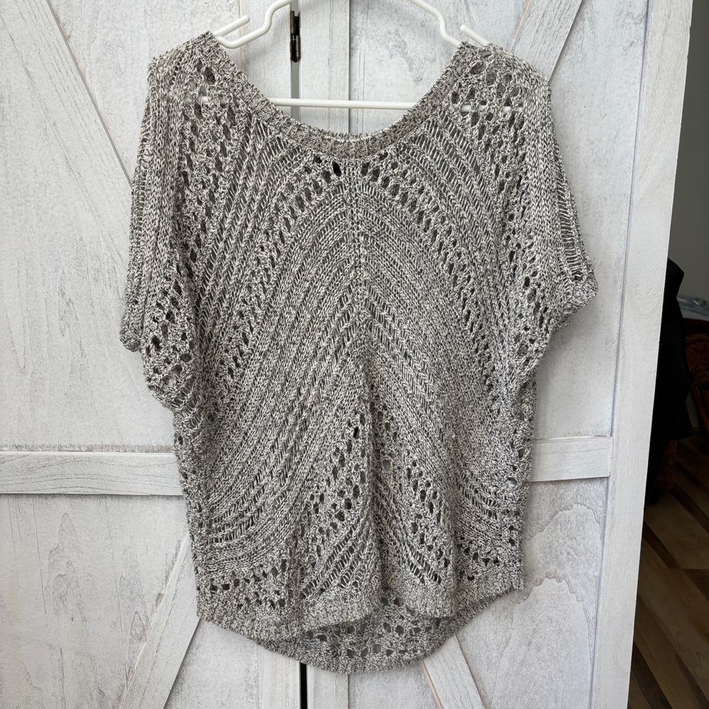 Express Open Stitched Marled Sweater Women’s Size Small Black Creme Boho Y2K